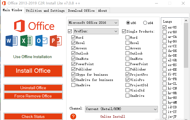 Office部署工具----Office 2013-2019 C2R Install 7.0.8 正式版+单文件版-第2张图片-淘资源网