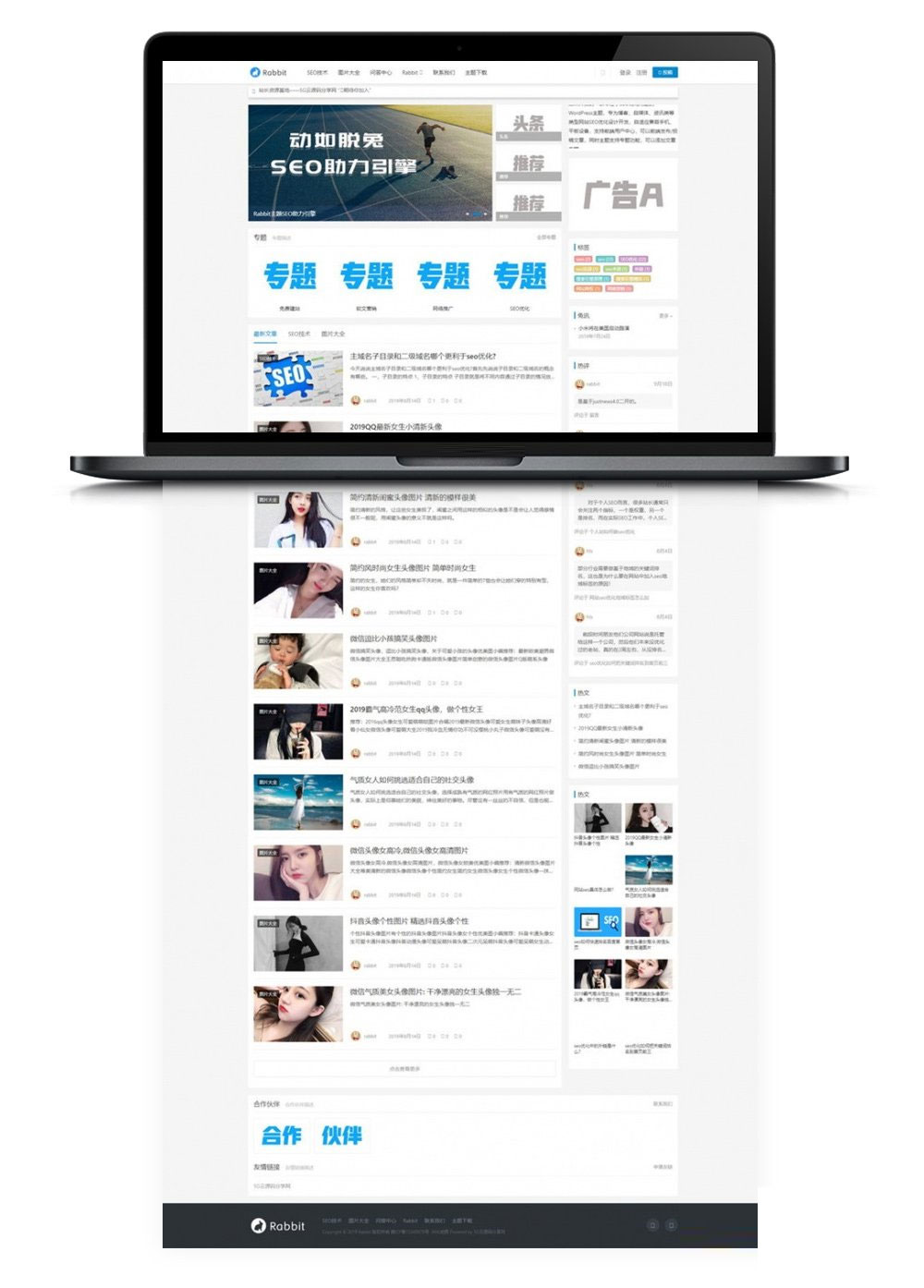 WordPress博客SEO自媒体资讯主题模板RabbitV2.0-淘源码网