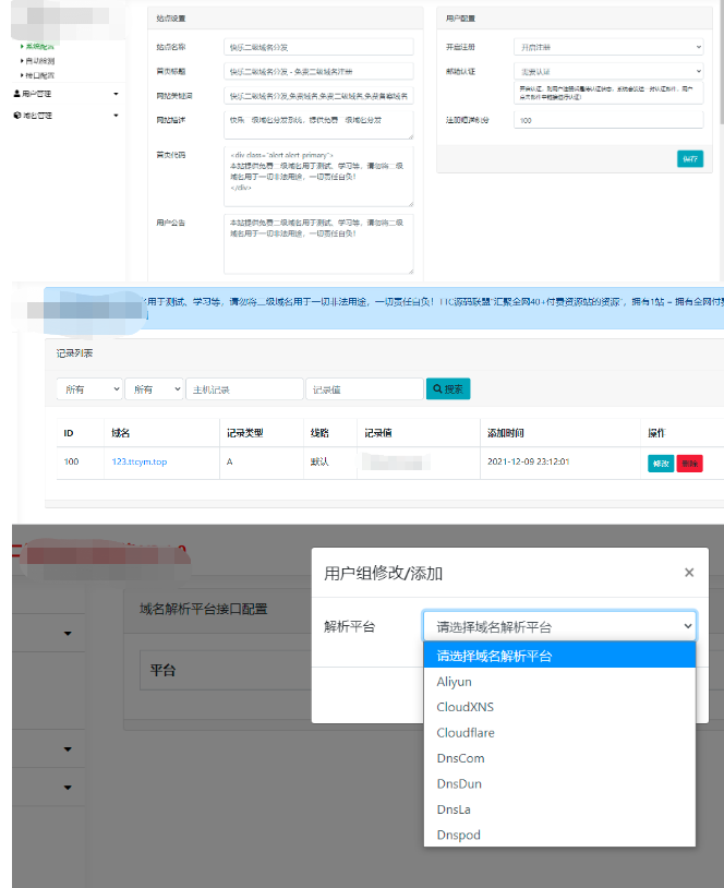 {完美运营}二级域名分发系统源码-淘源码网